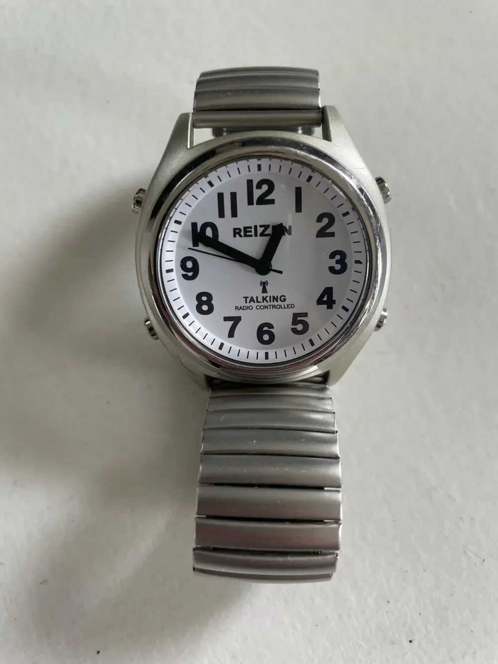 Reizen Talking Radio Controlled Watch Silver Tone Expandable Band TESTED